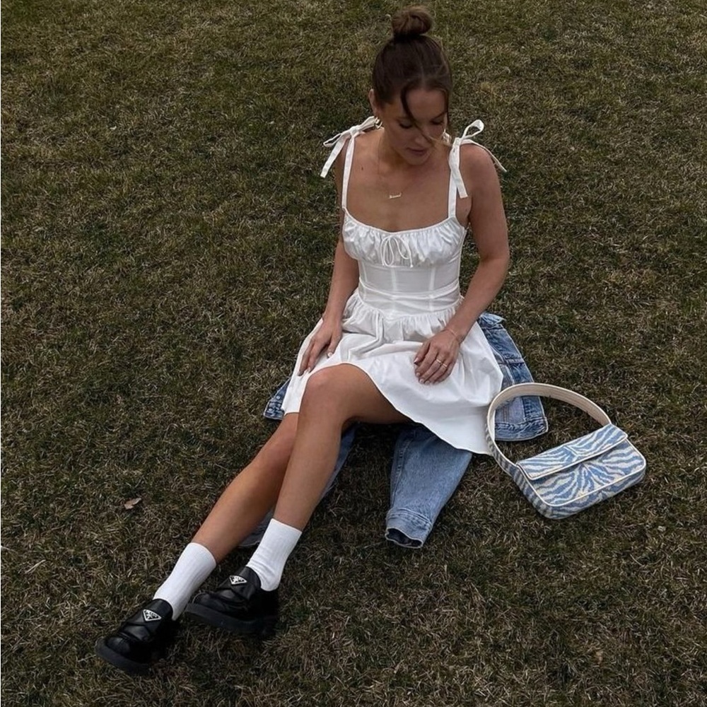 NWT For Love & Lemons Jessie Mini Dress in White Small
